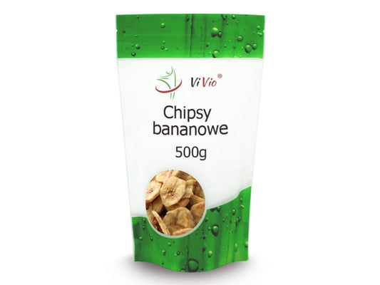 Bananenchips VIVIO, 500g Packung, getrocknete Bananenscheiben zum Snacken, schöne goldene Farbe, frisch und knusprig