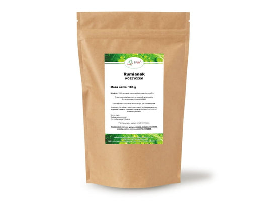 Kamille Körbchen von VIVIO, 100g, frische Kamillenblüten in einem kleinen Korb, ideal für Tees und Naturkosmetik.