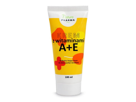 Hautcreme mit Vitamin A und E von NaturaPharma, 100 ml, cremige Textur in einer weißen Tube.