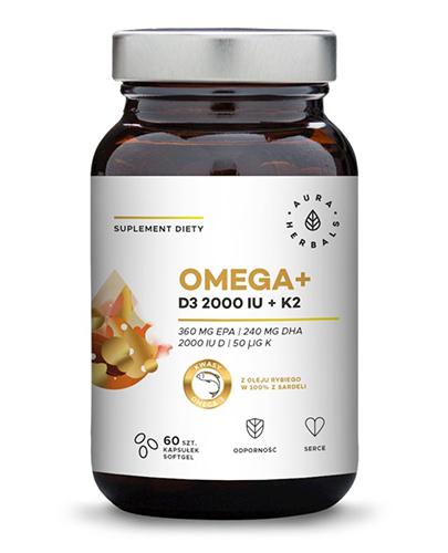 Omega + Vitamin D3 2000 IE + K2 60 AURA HERBALS Softgel-Kapseln