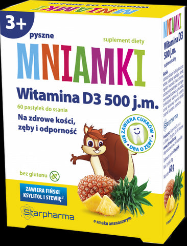 Mniamki Vitamin D3 500 IE 60 Lutschtabletten mit Ananasgeschmack STARPHARMA