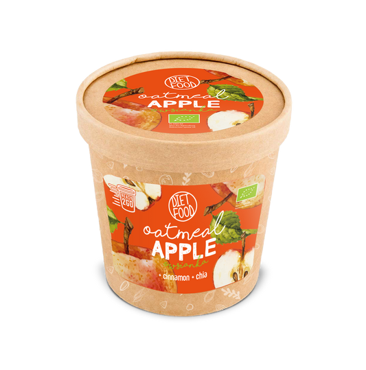 Bio Haferflocken mit Apfel, 70g, von Diet-Food.pl, naturnahe Frühstückszutat mit Hafer und Apfelstücken