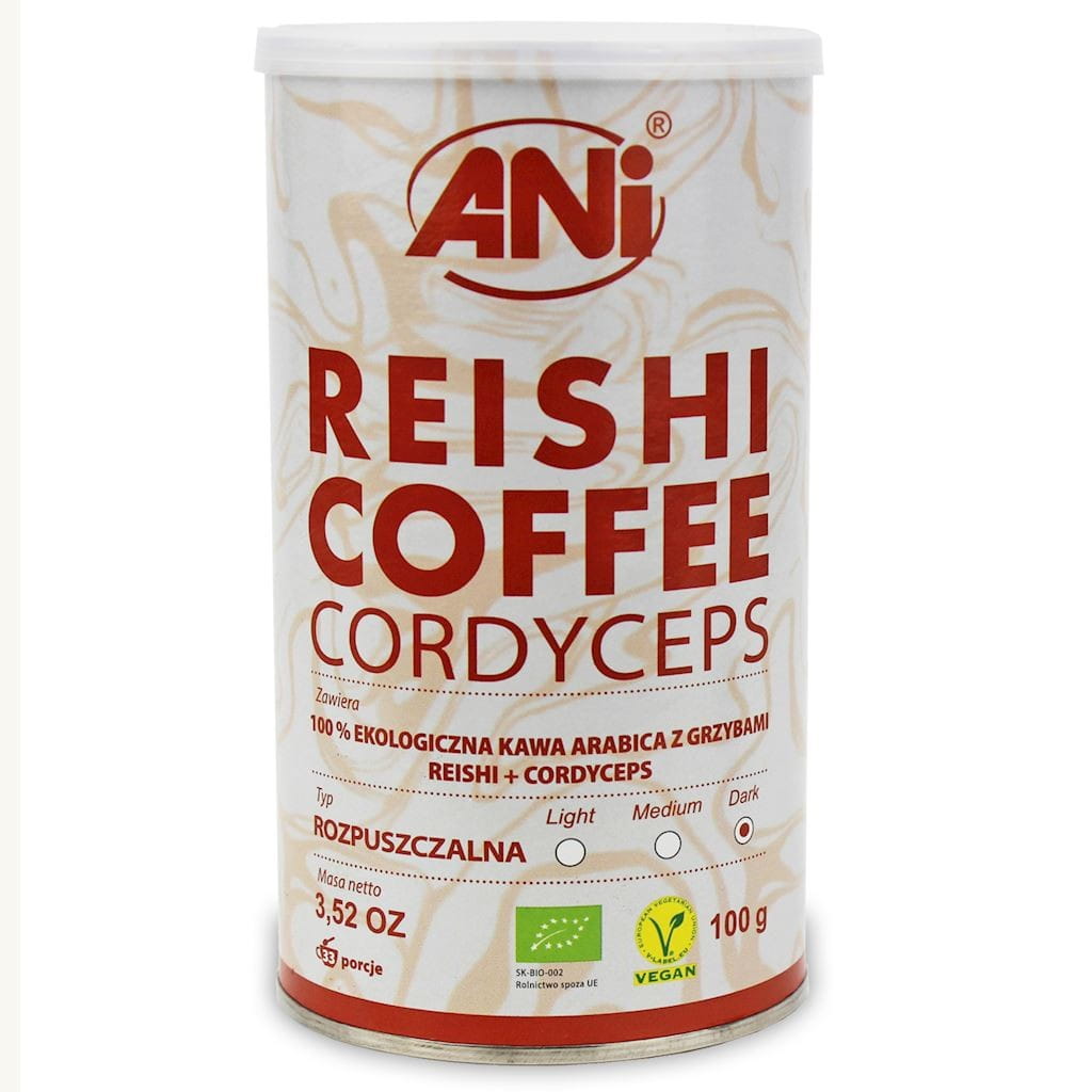 Arabica instantná káva s hubami Reishi + Cordyceps BIO 100 g - ANI