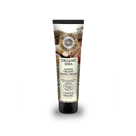 Hände mit EUROBIO LAB Tiefenpflege Handcreme mit Sheabutter, 75 ml, cremige Textur für intensive Pflege und Feuchtigkeit