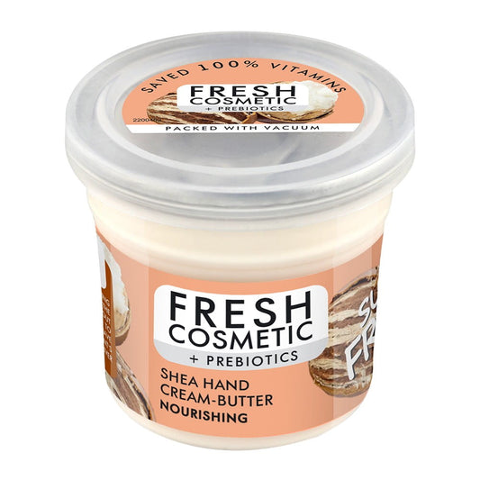 Handcreme mit Sheabutter von Fitokosmetik, pflegend und feuchtigkeitsspendend, in 50 ml Tube, zeigt cremige Textur.