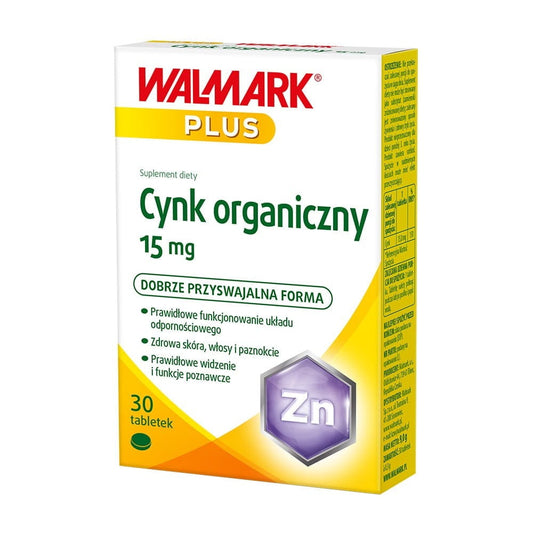 Organische Zink-Tabletten von Stada, 15 mg, in einer Packung mit 30 Tabletten, sichtbare Tabletten in einer Blisterpackung.