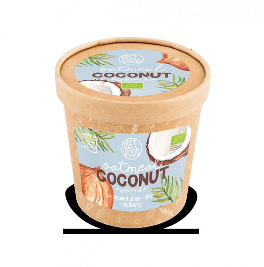 Haferflocken mit Kokos von Diet-Food.pl, 70g ECO Diät, nährstoffreiches Frühstücksprodukt, in Packung sichtbar