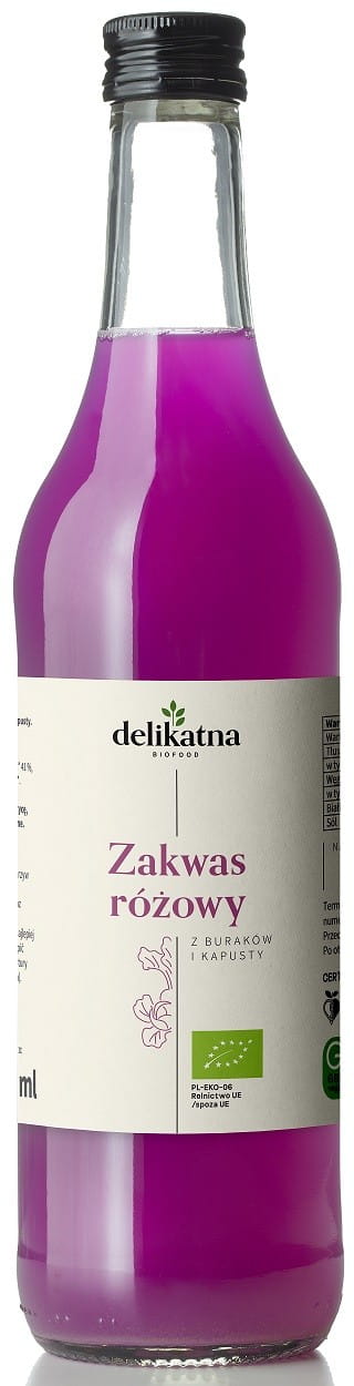 Bio Rosakohl Sauerteig mit Apfel und roter Bete in 500 ml Flasche, von biogo, frisch und naturbelassen.