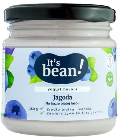 Heidelbeer-Joghurt-Alternative von ITS BEAN in 160 g Becher, cremig und fruchtig, mit frischen Heidelbeeren sichtbar.
