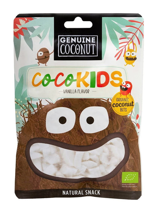 FRISCHE KOKOSNUSSBITES FÜR KINDER, VANILLA TASTE BIO 56 g - ECHTE KOKOSNUSS - Biogo.de