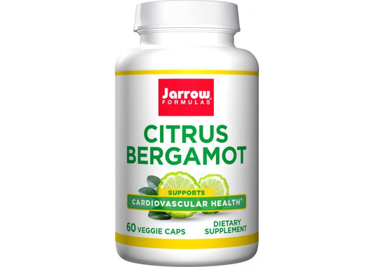 Zitrus-Bergamotte Kapseln von JARROW FORMULAS, 500 MG, 60 Kapseln, im Glasbehälter, Nahaufnahme der Verpackung