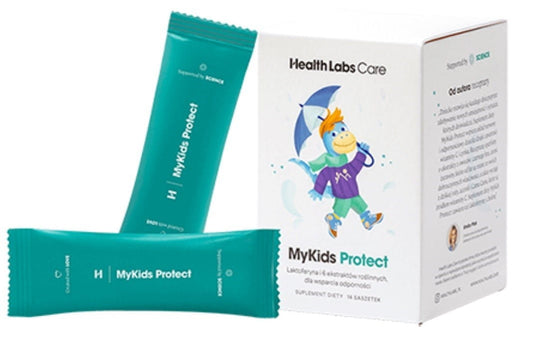 Mykids Protect von HEALTH LABS, 56 g, Pulver für das Immunsystem mit natürlichen Inhaltsstoffen, sichtbarer Verpackung und Dosierlöffel