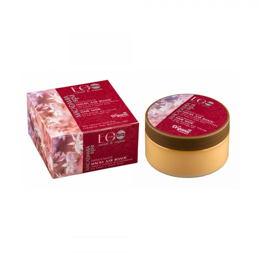 Haarmaske für feines und sprödes Haar, Eco Laboratorie, 200 ml, cremige Textur in einer weißen Verpackung.