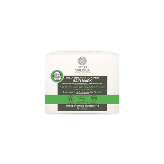 Haarmaske von EUROBIO LAB mit Sibirischem Wacholder für gesundes Haarwachstum, 120 ml, cremige Textur in schwarzer Tube