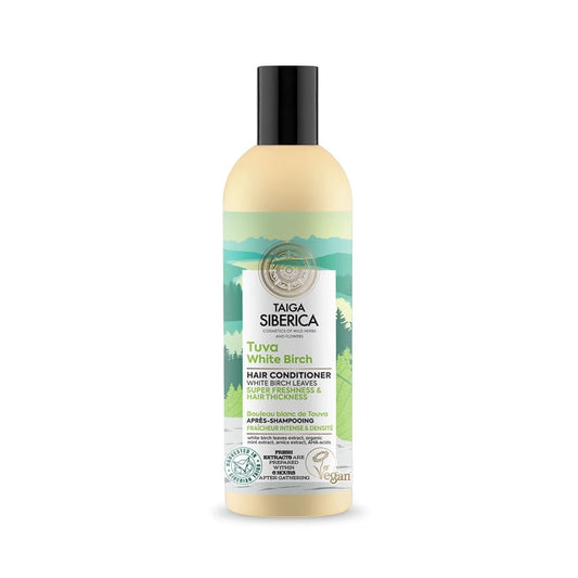 Haarspülung mit weißer Birke von EUROBIO LAB, erfrischende Pflege für gesundes Haar, 270 ml Flasche.