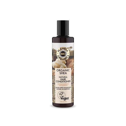 Intensive Haarspülung mit Sheabutter von EUROBIO LAB, 280 ml, für gepflegtes, geschmeidiges Haar, sichtbar in der Flasche.