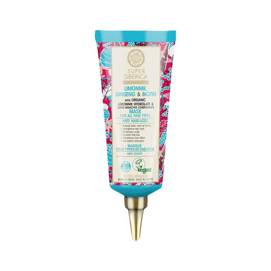 Anti-Haarausfall-Maske von EUROBIO LAB, 100 ml, mit pflegender Textur und Anwendung auf dem Haar sichtbar.