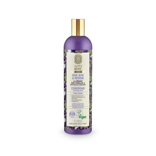 EUROBIO LAB Conditioner für geschwächtes Haar, spendet Feuchtigkeit und Volumen, 400 ml Flasche sichtbar
