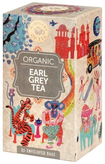 Bio Earl Grey Tee von MINISTRY OF TEA, 20 Teebeutel à 25 g, frisch und aromatisch in einer Packung.