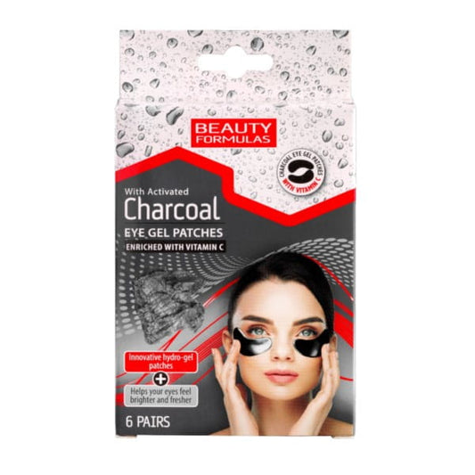 Schwarze Gel-Augenpads mit Aktivkohle von BEAUTY FORMULAS, kühlende Augenpads für frische, erholte Augenpartie
