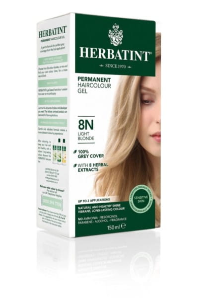 Gelfarbe HERBATINT 8N hellblond, 150 ml Flasche, cremige Haarfarbe für blondes Haar, auf dem Bild sichtbar