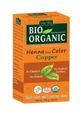 EKO Kupferhaar Henna von INDUS VALLEY in 100g, zeigt die natürliche Henna-Paste in kupferroter Farbe.