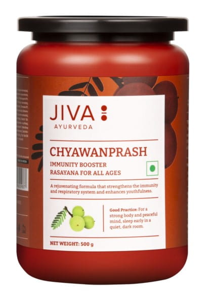 JIVA AYURVEDA Chyawanprasha, 500 g, traditionelle ayurvedische Kräuterpaste in einer offenen Packung