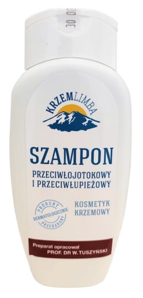 Antiseborrhoisches Shampoo von KRZEMLIMBA in 250 ml Flasche, für die Pflege der Kopfhaut und gegen Seborrhoe.