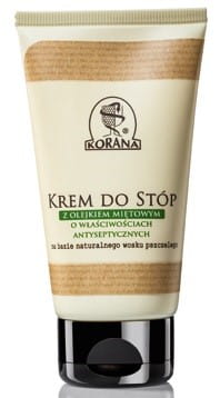 Fußcreme mit Minzöl von KORANA, 75 ml, zeigt die cremige Textur und Minzöl-Zusatz in der Dose.