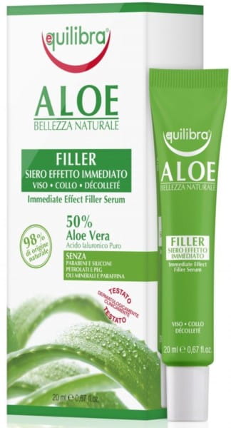 Hautpflege Füllserum 20ml von EQUILIBRA in einer transparenten Flasche mit Dosierspumpe auf weißem Hintergrund