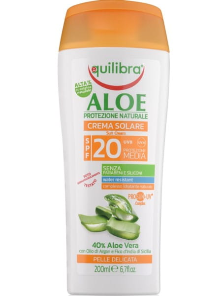 EQUILIBRA Aloe Vera Sonnencreme LSF 20 mit Aloe Vera für natürlichen Sonnenschutz auf der Haut