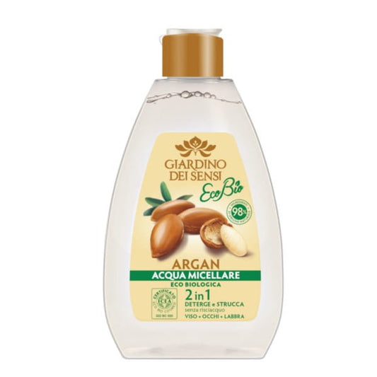 Bio-Argan-Mizellenwasser 2in1 von GIARDINO DEI SENSI, Flasche mit Mizellenwasser und Arganöl, für sanfte Gesichtsreinigung