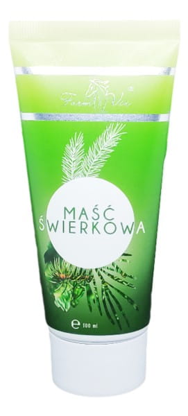 Fichtensalbe in 100 ml Tube von FARM-VIX, enthält natürliche Fichtennadel-Extrakte, ideal für Hautpflege und Entspannung.
