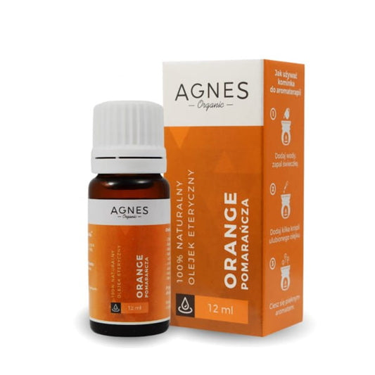 Ätherisches Orangenöl von AGNES ORGANIC in 12 ml Flasche, naturbelassen und frisch, ideal für Aromatherapie und Wellness.