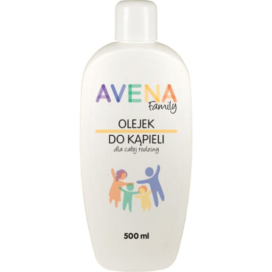 Familienbadeöl von AVENA, flüssige Badezusatzflasche für die ganze Familie, entspannendes Bad in einer weißen Flasche