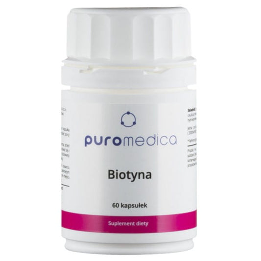 Hübsche Biotin 60 Kapseln von PUROMEDICA, Nahaufnahme der Kapseln in einer Packung für Haar- und Hautpflege