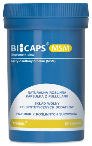 Bicaps MSM 60 cápsulas HUESOS ARTICULACIONES MÚSCULOS FORMADOS