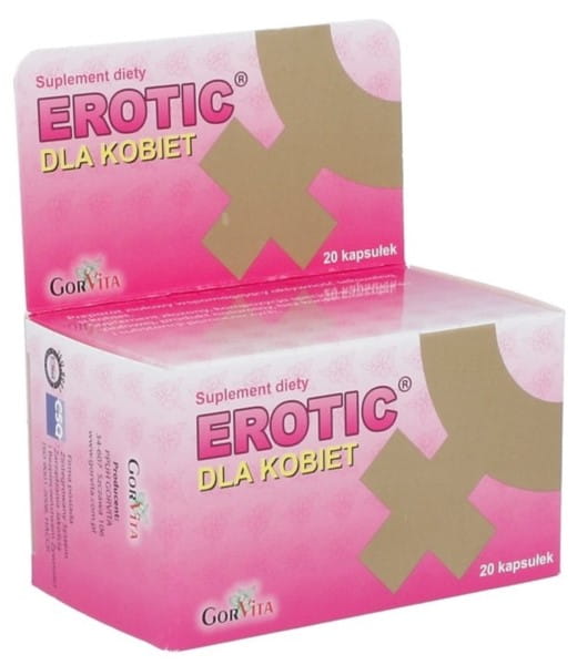 Erotik für Frauen 20 Kapseln von GORVITA, Nahaufnahme der Produktpackung mit Kapseln auf weißem Hintergrund