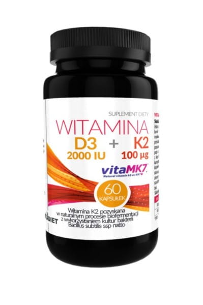 Vitamin D3 2000iu + K 2100 mcg 60 VITADIET capsules