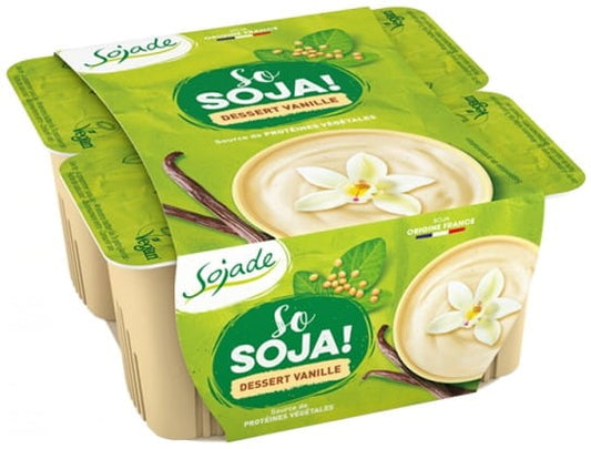 Glutenfreies Bio-Soja-Dessert von SOJADE in 4 x 100 g Packungen, cremige Sojaleckerei, ideal für Vegetarier und Allergiker