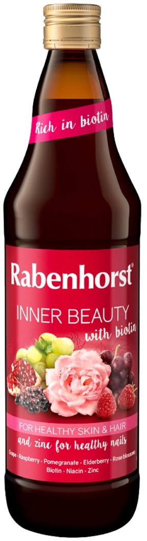 Mehrfruchtsaft mit Zink, Niacin und Biotin in 750 ml Flasche von RABENHORST, fruchtiges Getränk mit Vitaminen.
