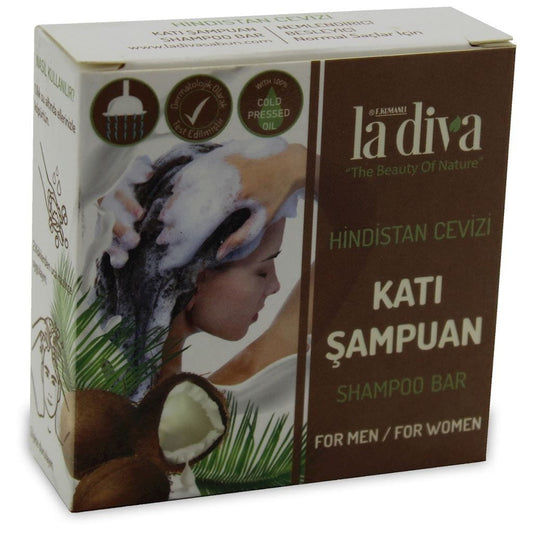 Kokoshampoo von LA DIVA in 100 g, cremige Textur und natürliche Pflege für gesunde Haare, sichtbare Flasche und Verpackung.