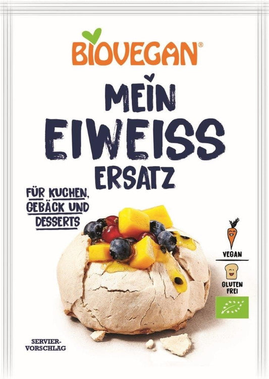 Veganer Bio Eiweiß-Ersatz in Pulverform, glutenfrei, 40 g, von BIOVEGAN, zeigt das Pulver in einer Packung auf weißem Hintergrund