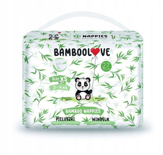 Bambusfaserwindeln Größe XS von BAMBOOLOVE, 2-4 kg, 27 Stück, weiche und nachhaltige Windeln für Babys.