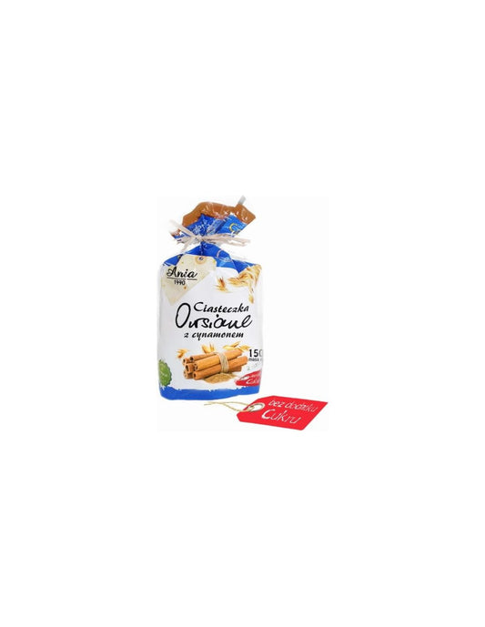 Zimt-Haferkekse von ANIA, zuckerfrei, 150 g, knusprige Kekse mit Zimtnote und Haferflocken in einer Packung.
