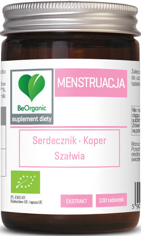 Comprimés recommandés pour les menstruations BIO 100 pièces (450 mg) - BE ORGANIC