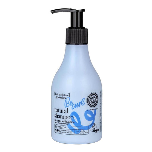 BE CURL Shampoo für lockiges Haar von EUROBIO LAB, 245 ml Flasche mit glanzglättender Wirkung, sichtbar im Bild