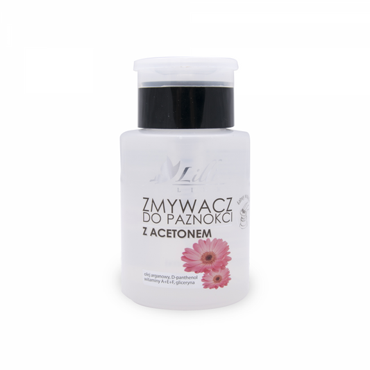 EURUS Nagellackentferner mit Aceton, 150 ml, in einer transparenten Flasche mit weißem Verschluss, auf weißem Hintergrund