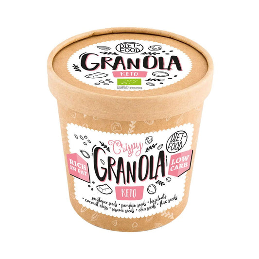 Keto-Bio-Granola von Mipama, 70 g, nährstoffreiche, gesunde Frühstücks- oder Snack-Option mit Bio-Zutaten.