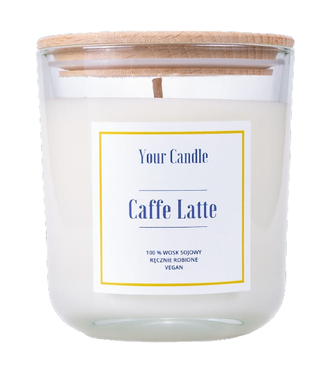 Sojakerze in Caffe Latte Duft, 210 ml, von YOUR CANDLE, mit cremigem Kaffee- und Milcharoma, flache Glasverpackung